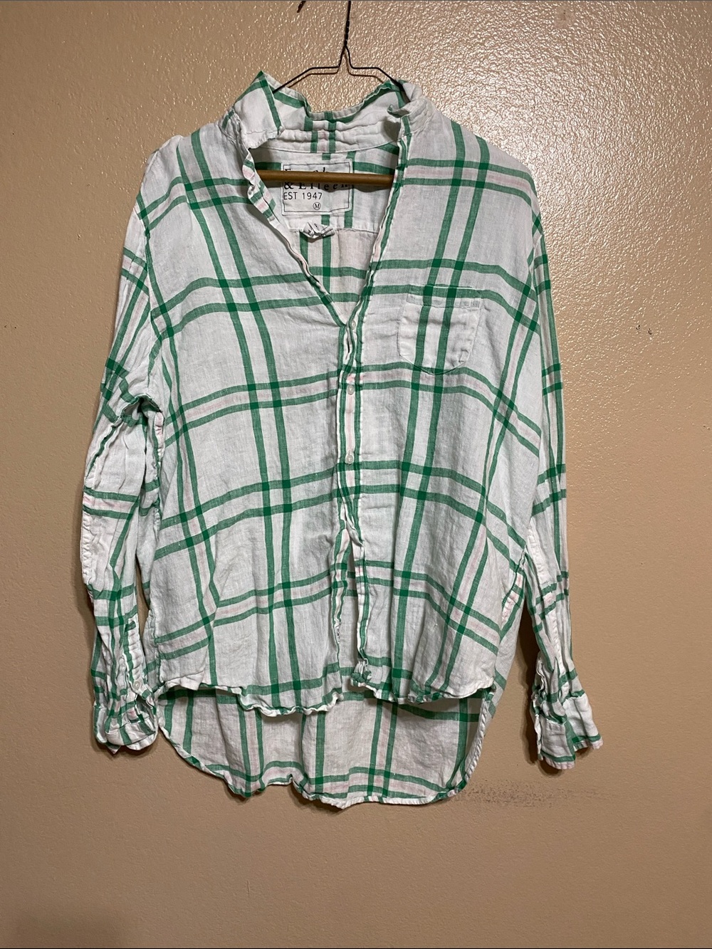 Frank & Eileen White and Green Plaid with light pink Button-Down Eileen Shirt